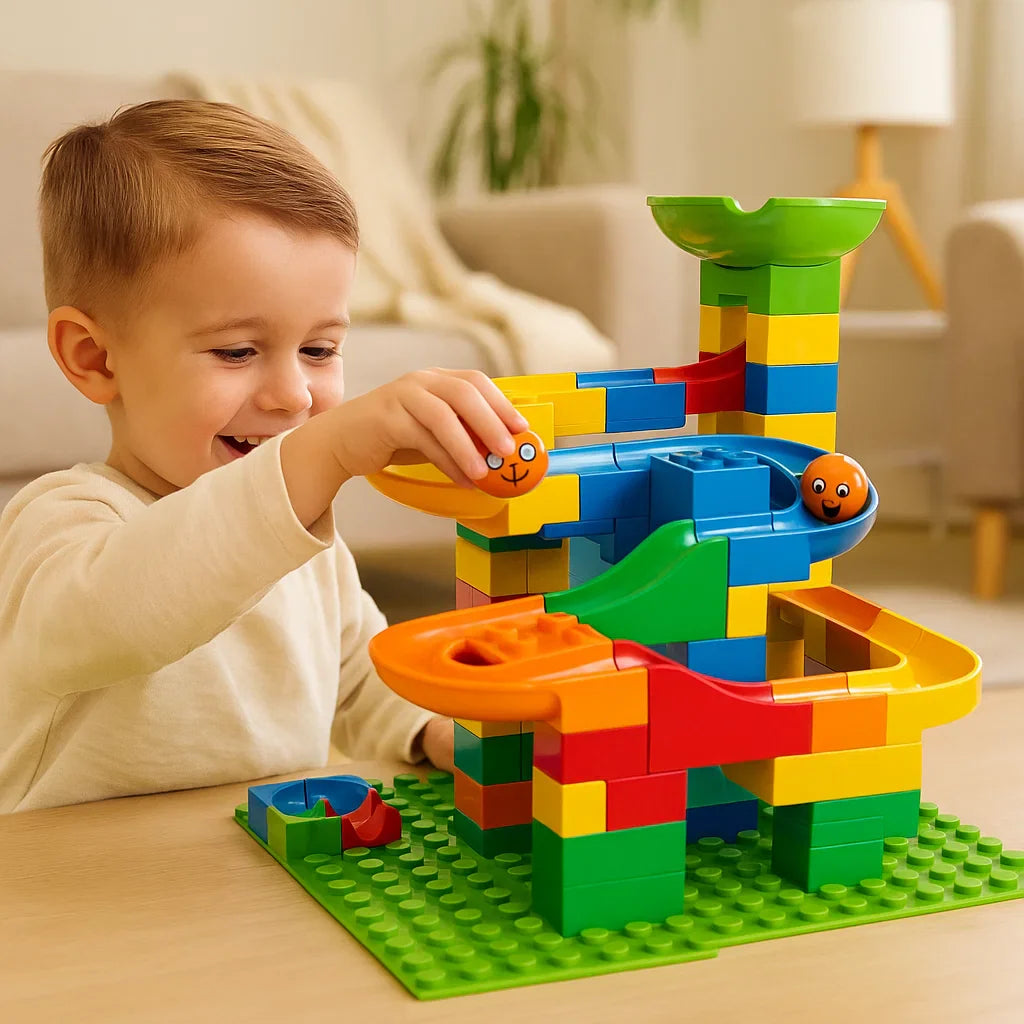 Pista de canicas de bloques