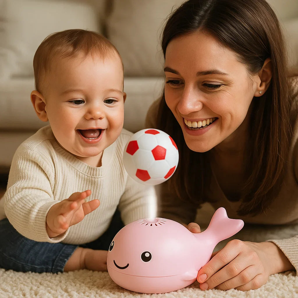 Juguete de ballena con pelota flotante