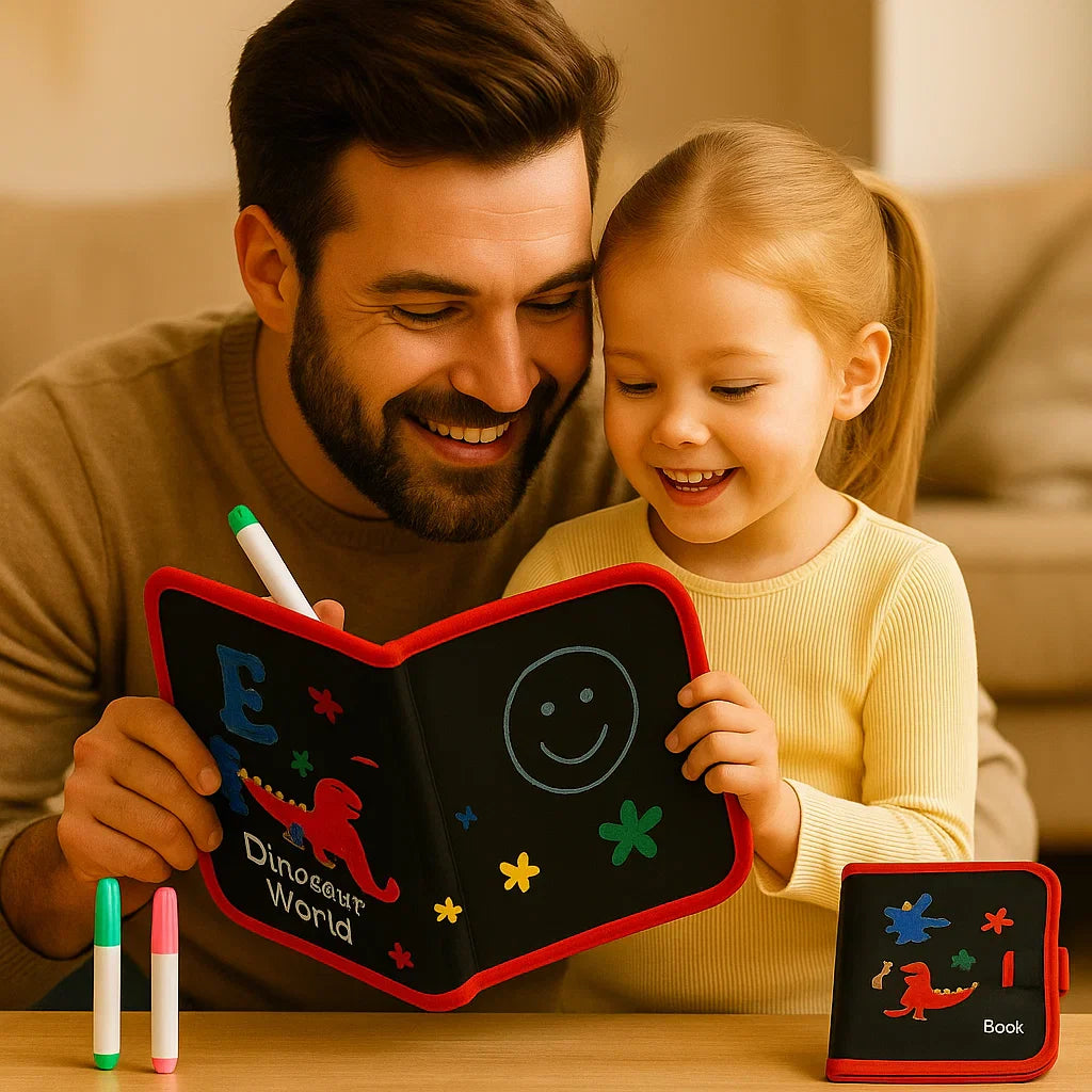 Libro de dibujo reutilizable para niños | Almohadilla borrable portátil para el aprendizaje creativo en casa y de viaje