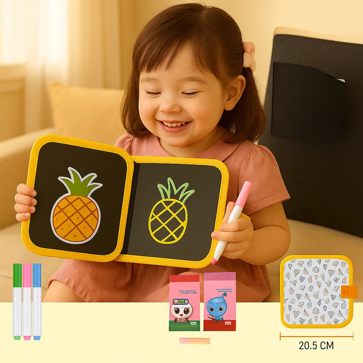 Libro de dibujo reutilizable para niños | Almohadilla borrable portátil para el aprendizaje creativo en casa y de viaje