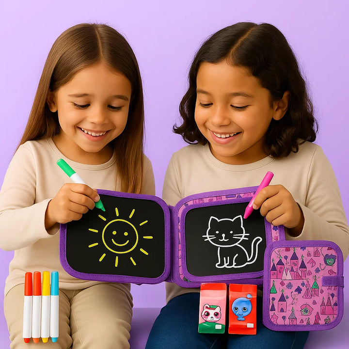 Libro de dibujo reutilizable para niños | Almohadilla borrable portátil para el aprendizaje creativo en casa y de viaje