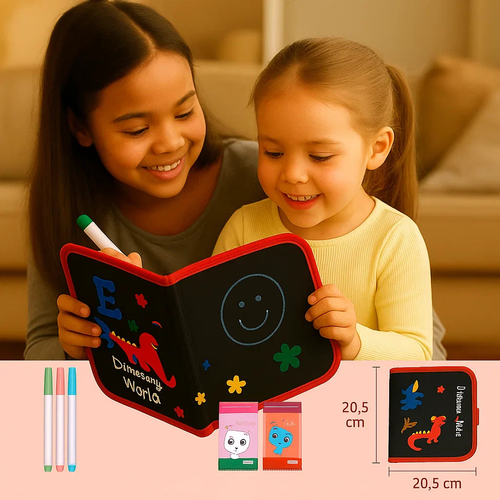 Libro de dibujo reutilizable para niños | Almohadilla borrable portátil para el aprendizaje creativo en casa y de viaje