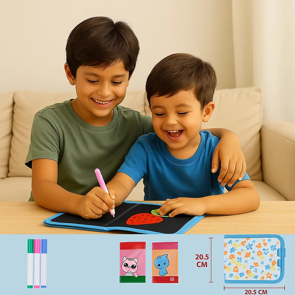 Libro de dibujo reutilizable para niños | Almohadilla borrable portátil para el aprendizaje creativo en casa y de viaje