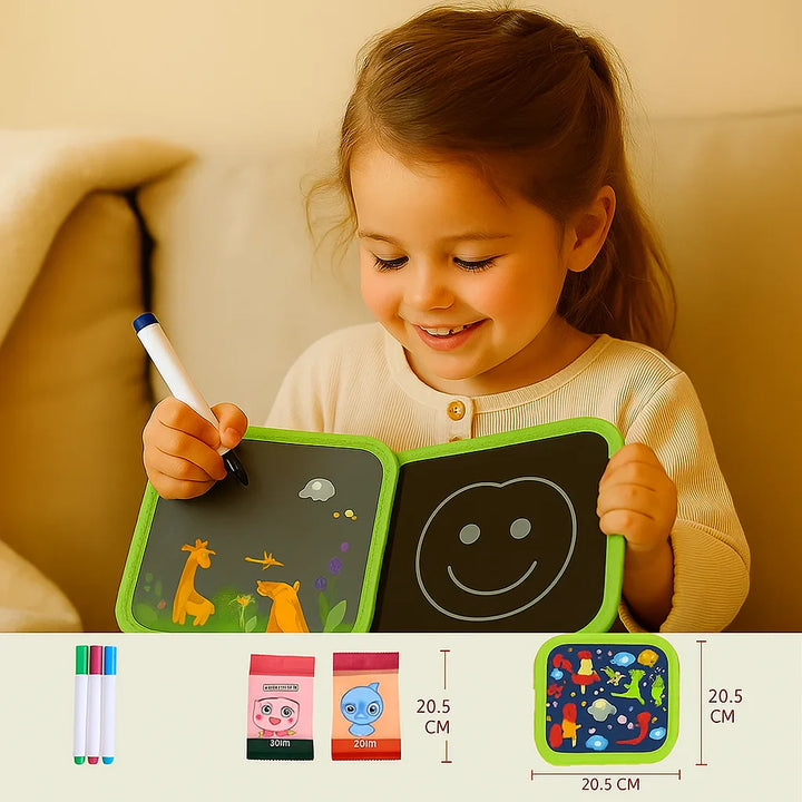 Libro de dibujo reutilizable para niños | Almohadilla borrable portátil para el aprendizaje creativo en casa y de viaje