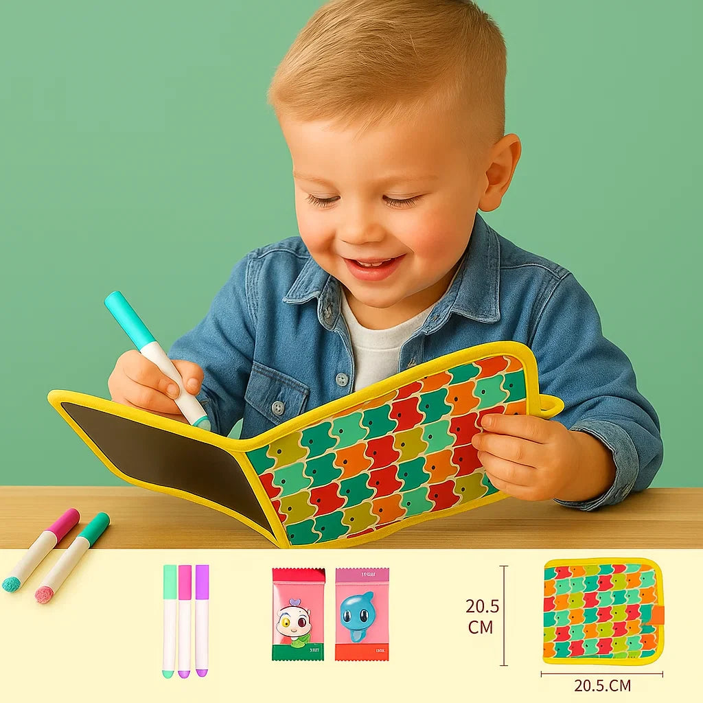 Libro de dibujo reutilizable para niños | Almohadilla borrable portátil para el aprendizaje creativo en casa y de viaje