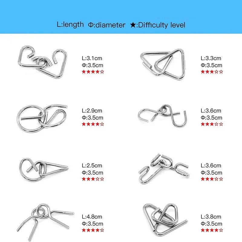 Rompecabezas Metálicos en Forma de Anillo ⎜ Juego Lógico para Niños y Adultos