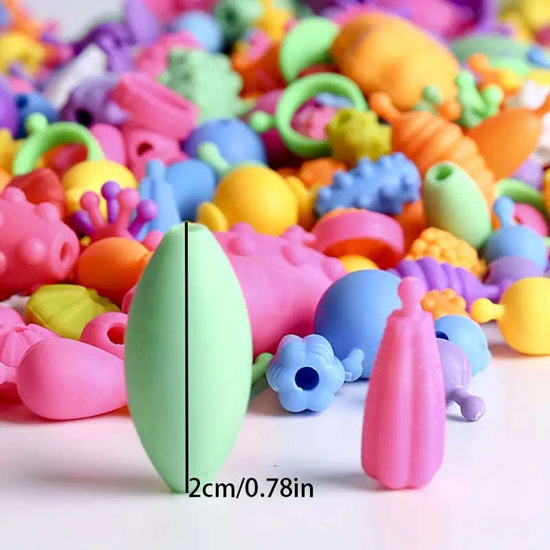 Conjunto de cuentas Pop para niños | Colorido conjunto de joyería DIY para diversión creativa y desarrollo de habilidades motoras