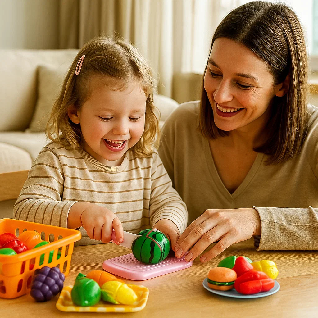 Juego de corte de frutas | Juguete educativo para niños con cesta y verduras realistas para jugar a los roles