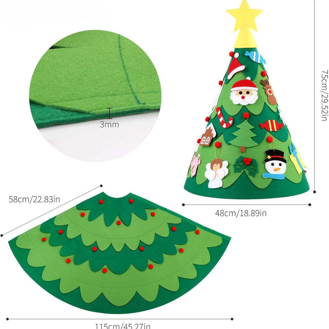 Montessori árbol de Navidad 3D de fieltro