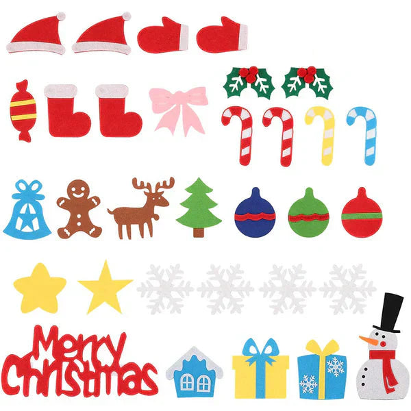 DIY Árbol de Fieltro para Niños | Decoración de Pared Segura con Adornos Desmontables para Diversión Navideña