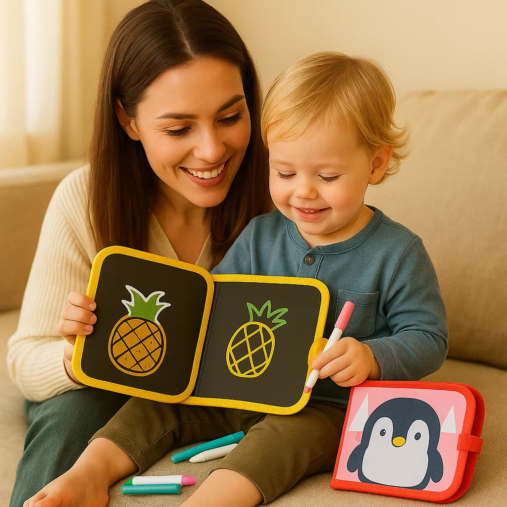 Libro de dibujo reutilizable para niños | Almohadilla borrable portátil para el aprendizaje creativo en casa y de viaje