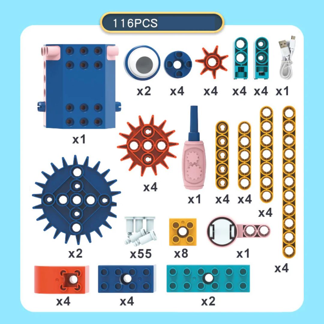 Bloques de construcción científicos y educativos con motor