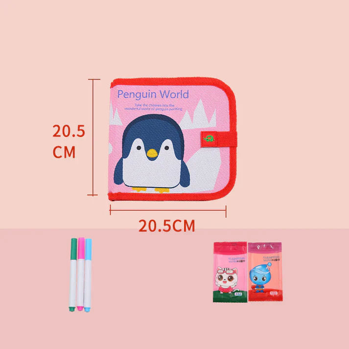 Libro de dibujo reutilizable para niños | Almohadilla borrable portátil para el aprendizaje creativo en casa y de viaje