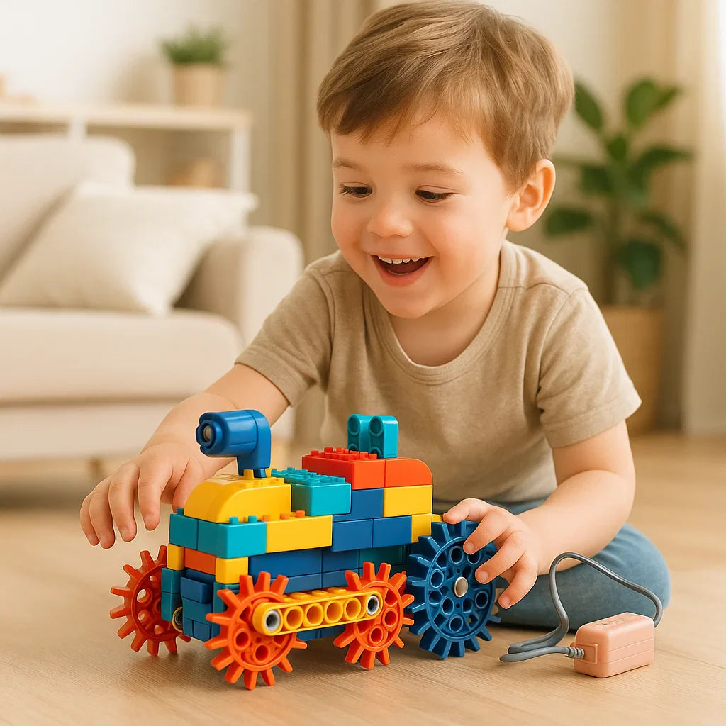 Bloques de construcción científicos y educativos con motor