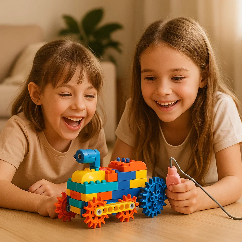 Bloques de construcción científicos y educativos con motor