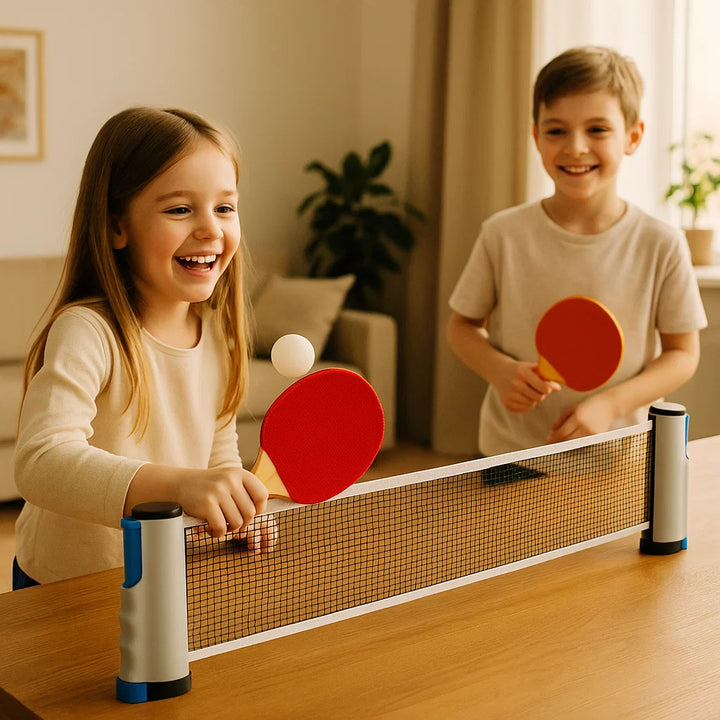 ¡Set de tenis de mesa ajustable – se adapta a cualquier mesa!