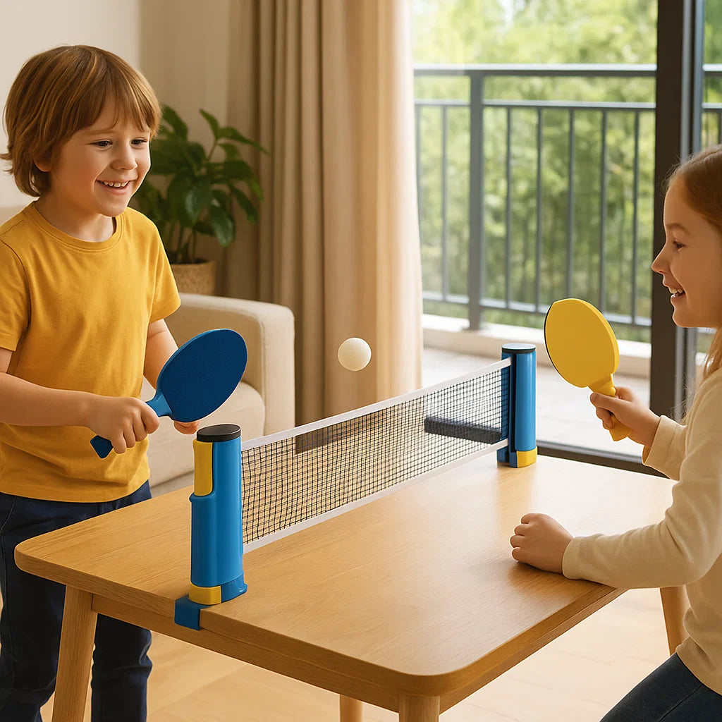 ¡Set de tenis de mesa ajustable – se adapta a cualquier mesa!