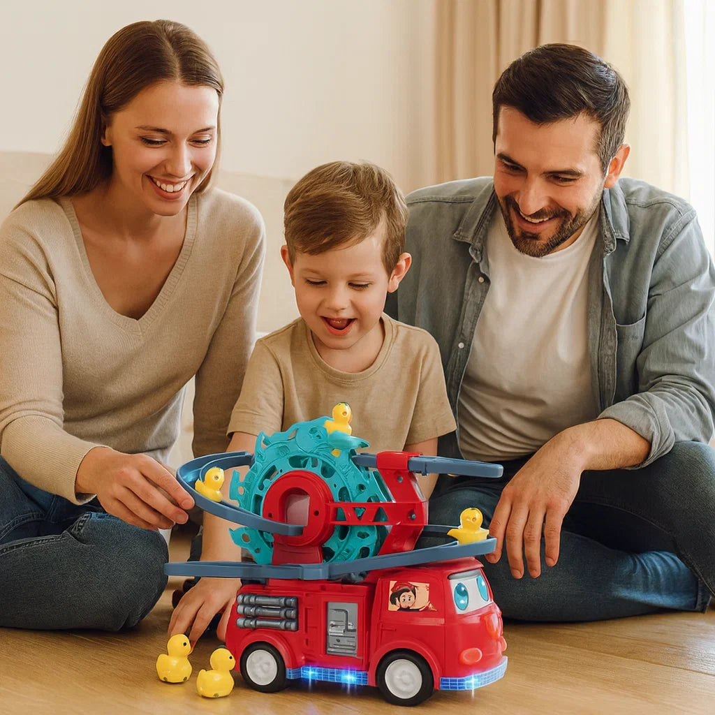 Camión de bomberos con patitos deslizantes