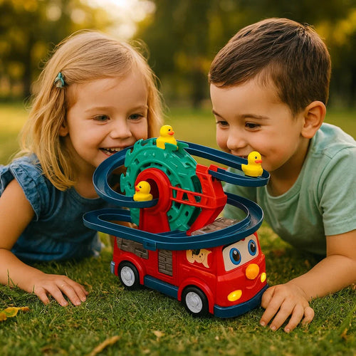 Camión de bomberos con patitos deslizantes