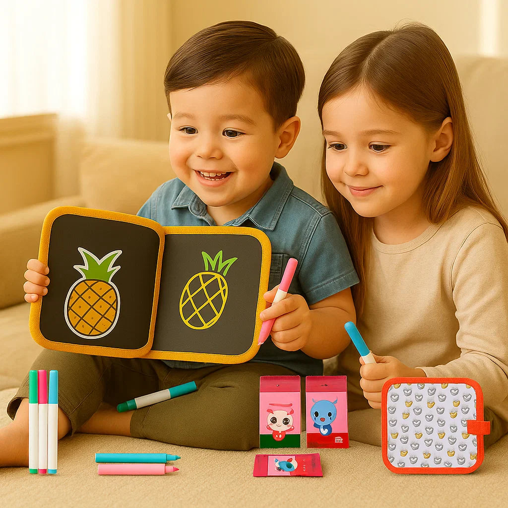 Libro de dibujo reutilizable para niños | Almohadilla borrable portátil para el aprendizaje creativo en casa y de viaje